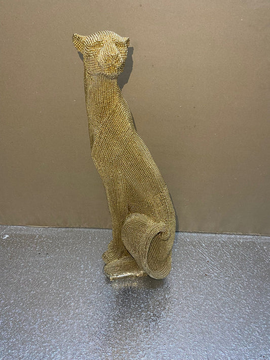 Dokulu Panter Ufak Biblo Heykel Gold